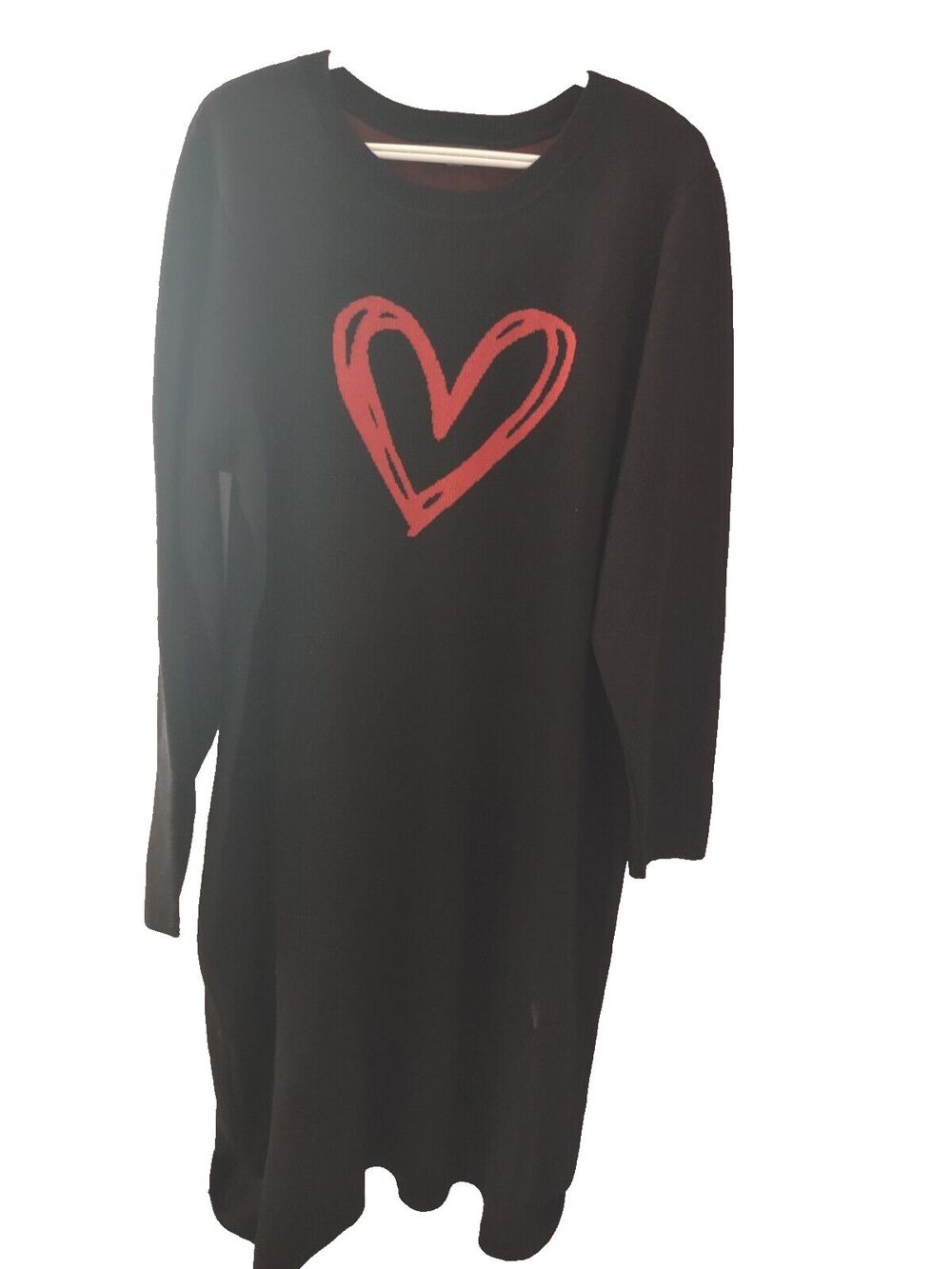 Lane Bryant Heart Graphic Ultra Soft Black Sweater Dress Plus Size 18/20, 2X NWT